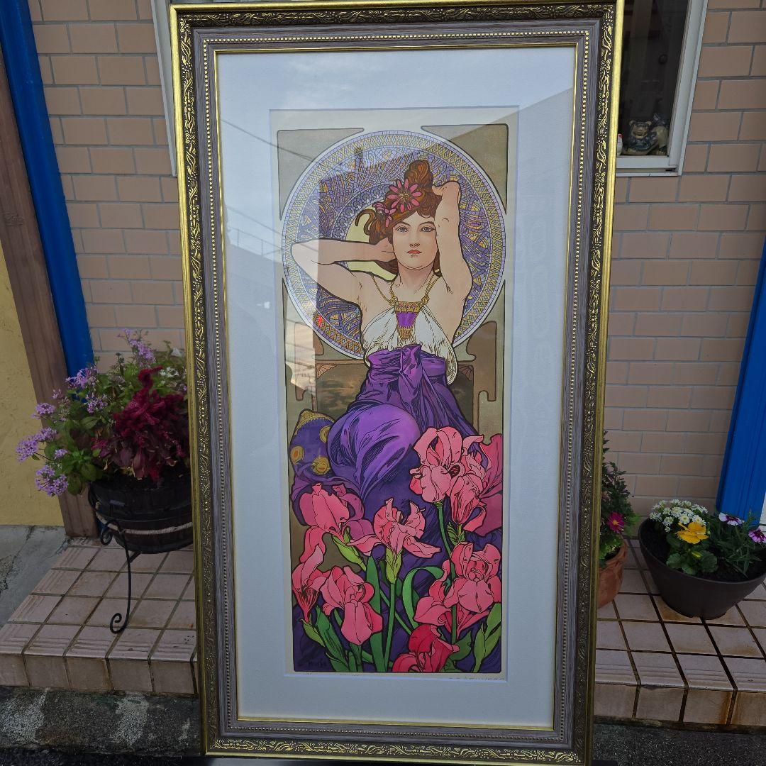 アルフォンス・ミュシャ 版画 女性と花