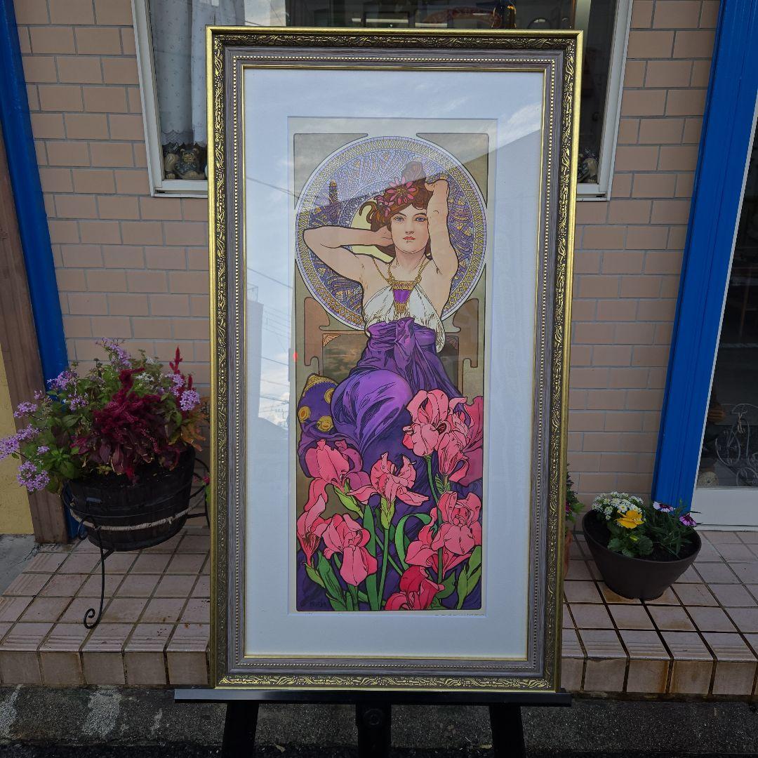 アルフォンス・ミュシャ 版画 女性と花