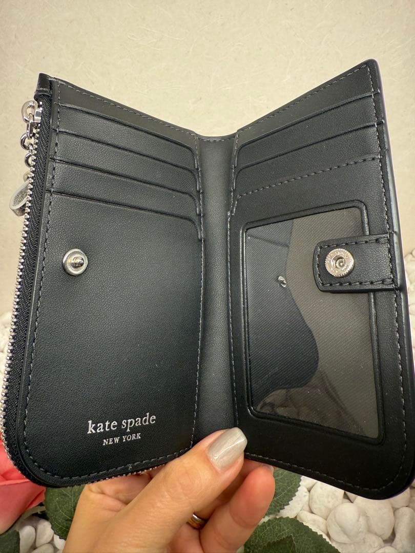 kate spade 猫イラスト 二つ折り財布