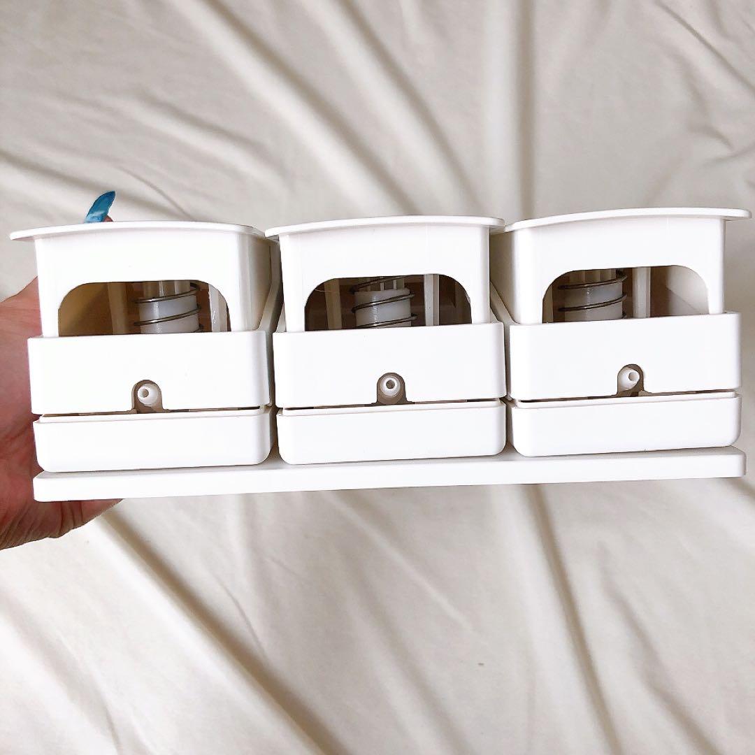 シャンプーボトル 3室 壁掛け 各400ML 簡単補充 残量確認 ホワイト