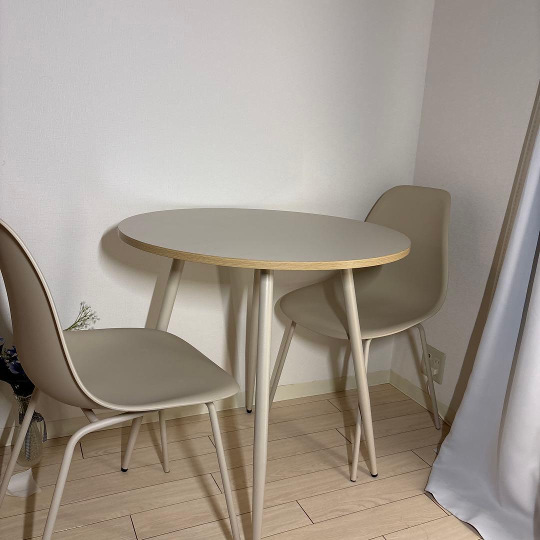ダイニングテーブル＆チェア2脚セット｜丸テーブル 75cm｜北欧風｜メラミン天板