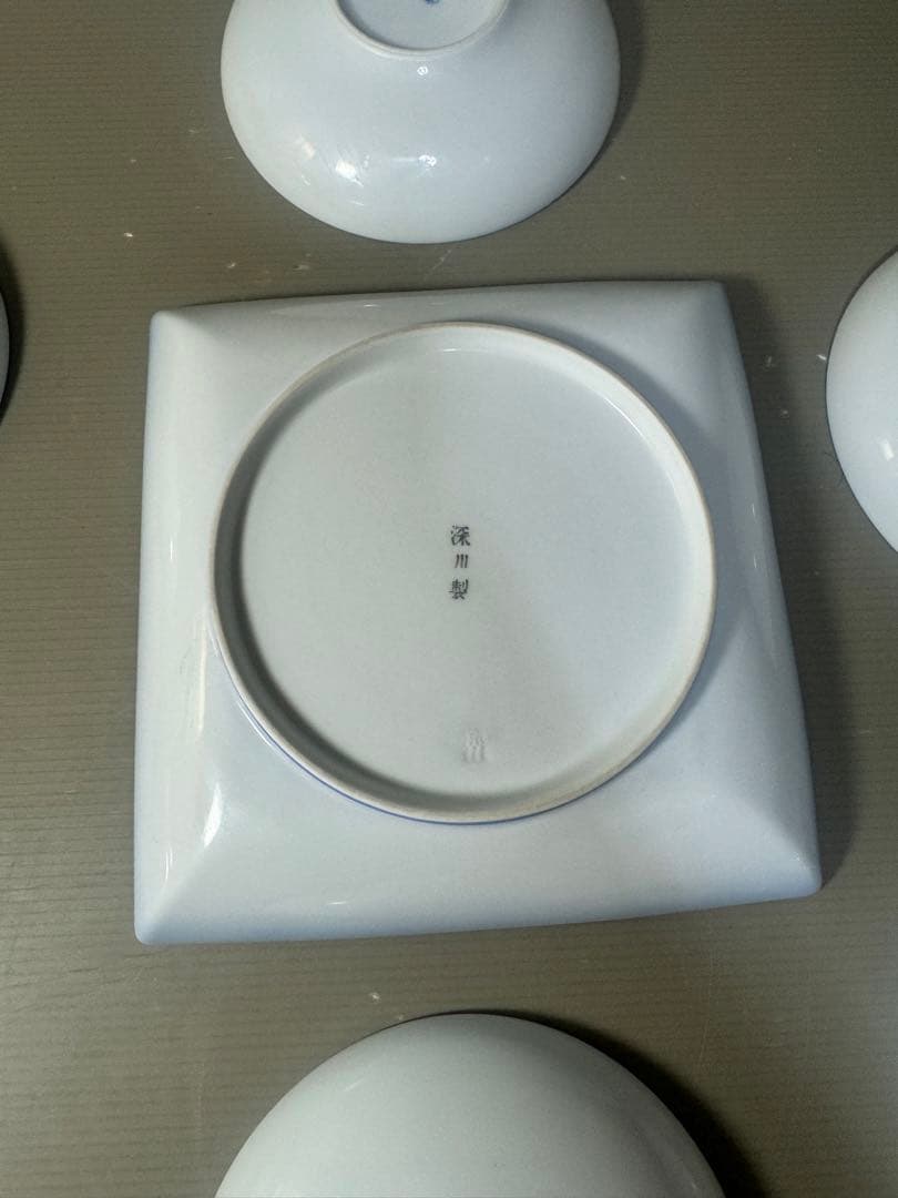 2520 深川製磁　スノーローズ皿5客　方皿1客
