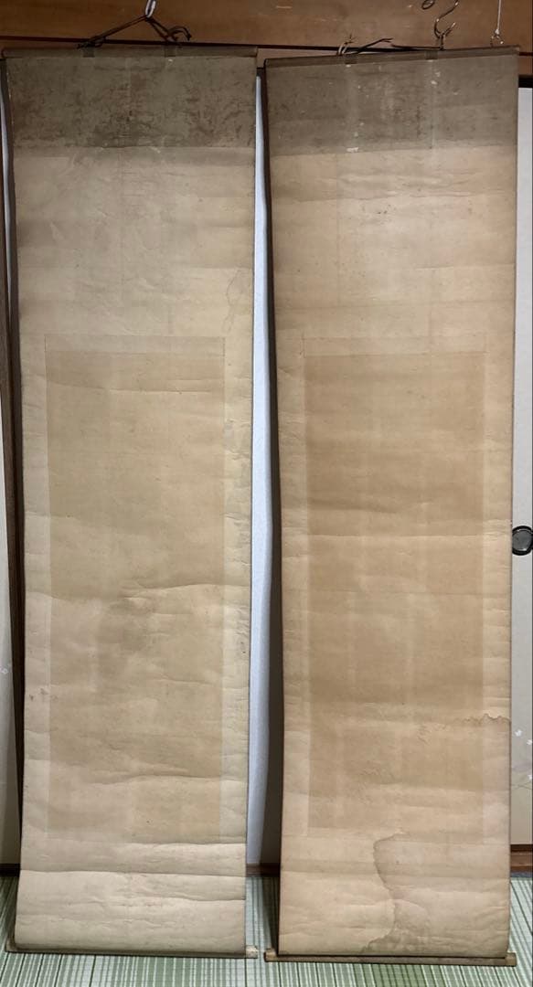 掛け軸　大倉廣寶　鶴　亀　草幅画　松　岩　骨董品　絵画　掛軸　大正ロマン　廣宝