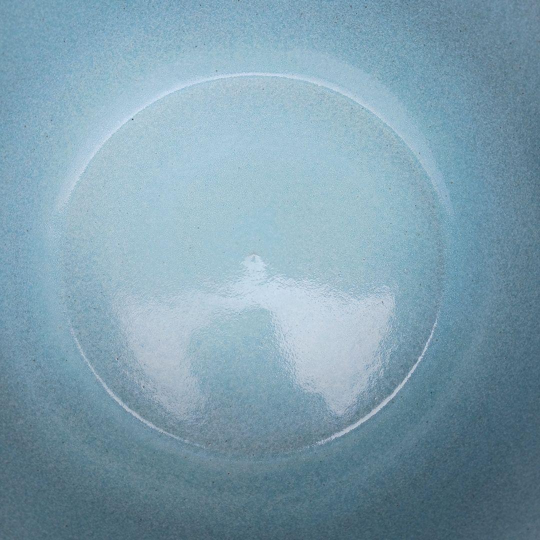 新品　特大52x48　陶器　睡蓮鉢　難有　メダカ鉢　水色　ブルー　ルーバーLWC