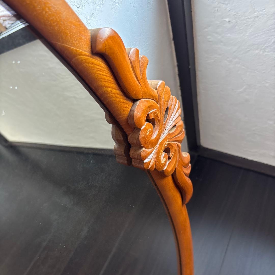 アンティーク ウォールミラー 昭和レトロ 古道具 彫刻 ビンテージ 鏡