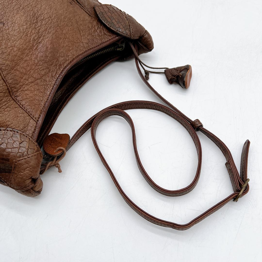 美品 IBIZA 切り替え ハンド ショルダーバッグ パイソン f538