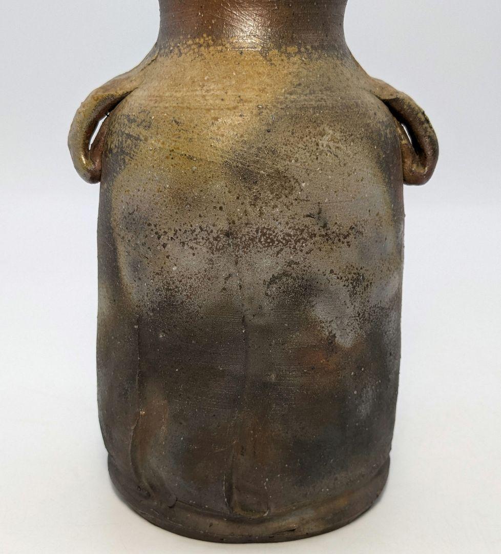 人間国宝 伊勢崎淳 備前焼 花生 共箱 耳付花入 花器 花瓶 華道具 茶道具