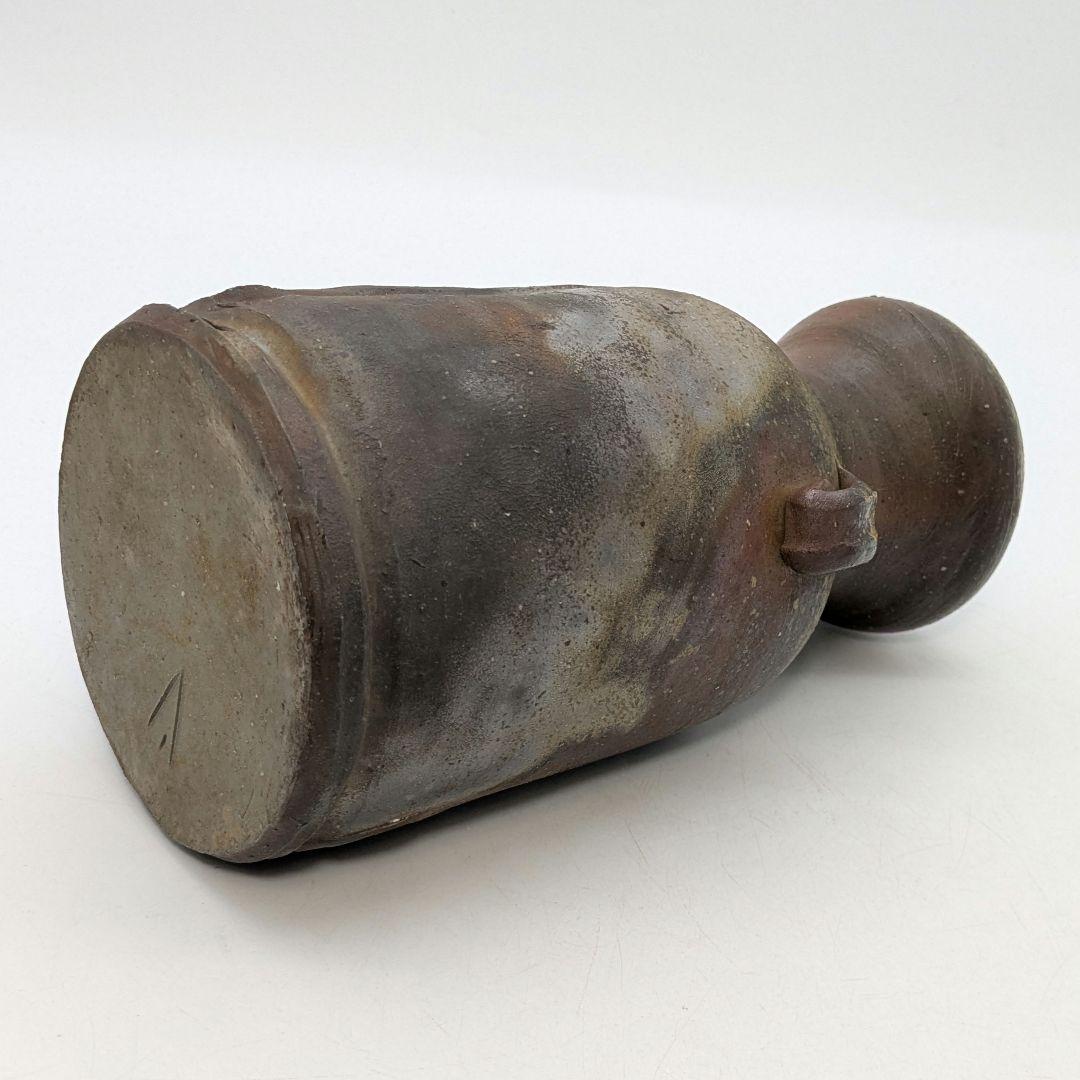 人間国宝 伊勢崎淳 備前焼 花生 共箱 耳付花入 花器 花瓶 華道具 茶道具