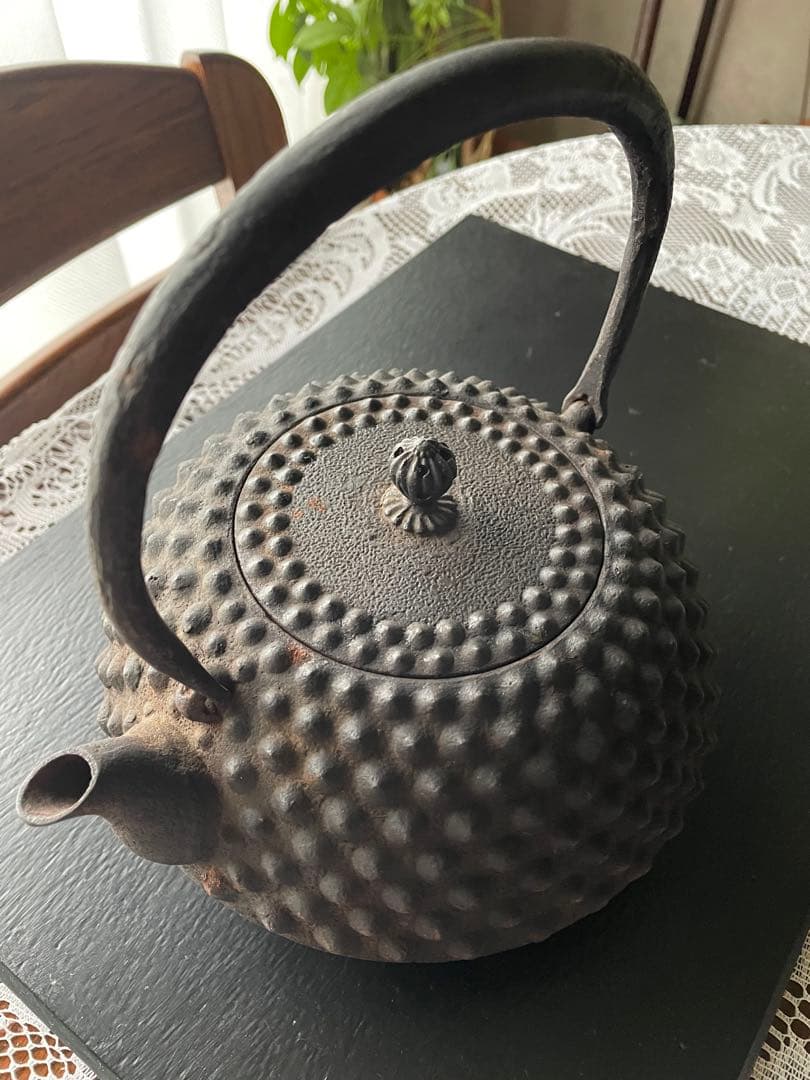 【昭和レトロ】南部鉄器　アラレ鉄瓶　鈴木盛久　骨董品