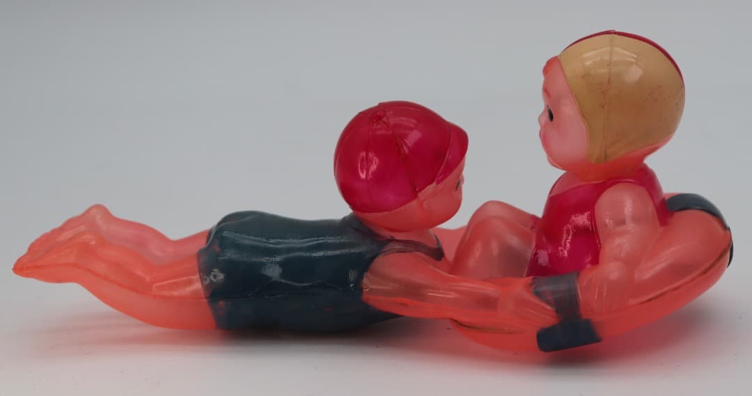 セルロイド製 水着の男の子と女の子のフィギュア 日本製レアアイテム