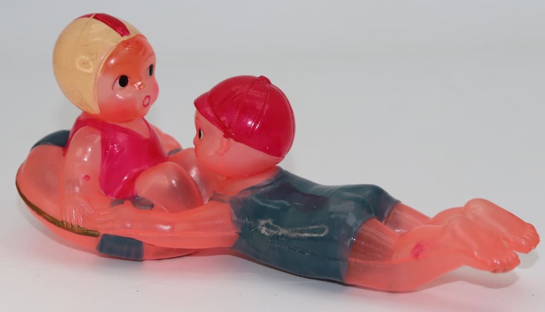 セルロイド製 水着の男の子と女の子のフィギュア 日本製レアアイテム