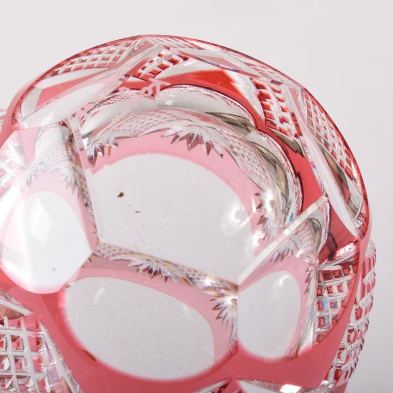 伝統工芸　江戸切子　カガミクリスタル　懐石杯　盃　一對　共箱　V　7506