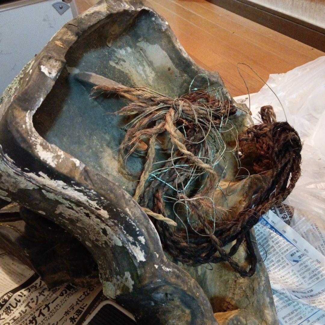 江戸時代中期頃超特大サイズ極稀少レア鬼師超絶技巧造寺社屋根大棟魔除け鬼瓦当時物