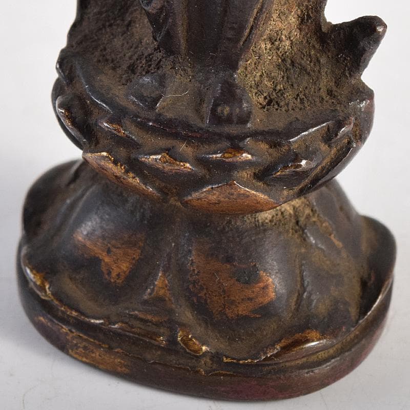 仏教美術　古銅　観音菩薩像　仏像　豆仏　懐中仏　置物　V　R8764