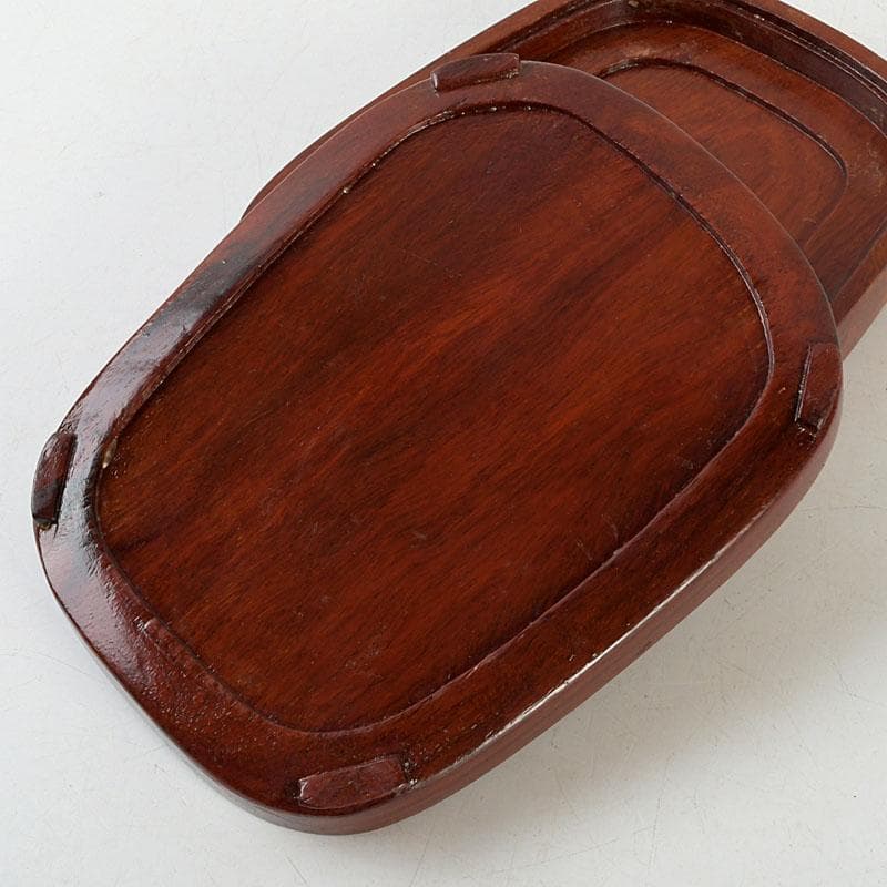 中国　書道具　花鳥彫　端渓硯　唐木箱　C　9599