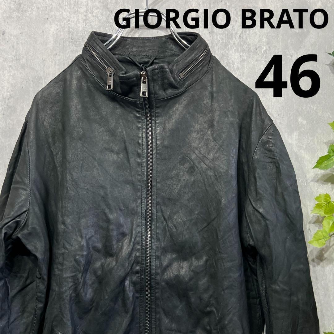 【新品定価22万】GIORGIO BRATO ラムレザージャケット ブラック46