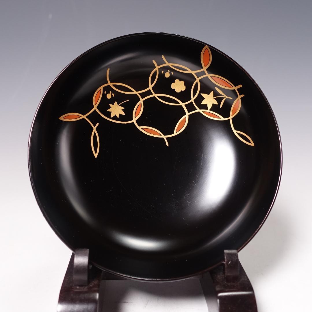 輪島塗師 堀川蒼雲 黒塗 糸目 見返七宝蒔絵 煮物椀 10客 共箱 天然木製