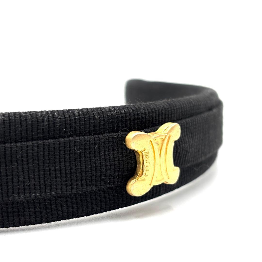 【美品】セリーヌ カチューシャ トリオンフ ゴールド金具 レディース ブラック