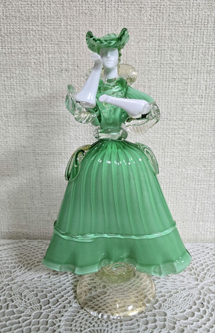 ベネチアングラス 人形 Murano グリーン
