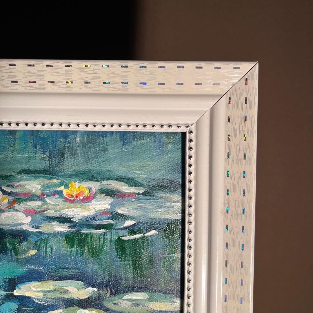 ★秀作★ 手書き油絵 クロード・モネ 睡蓮の池 額付 絵画 インテリア 油彩画