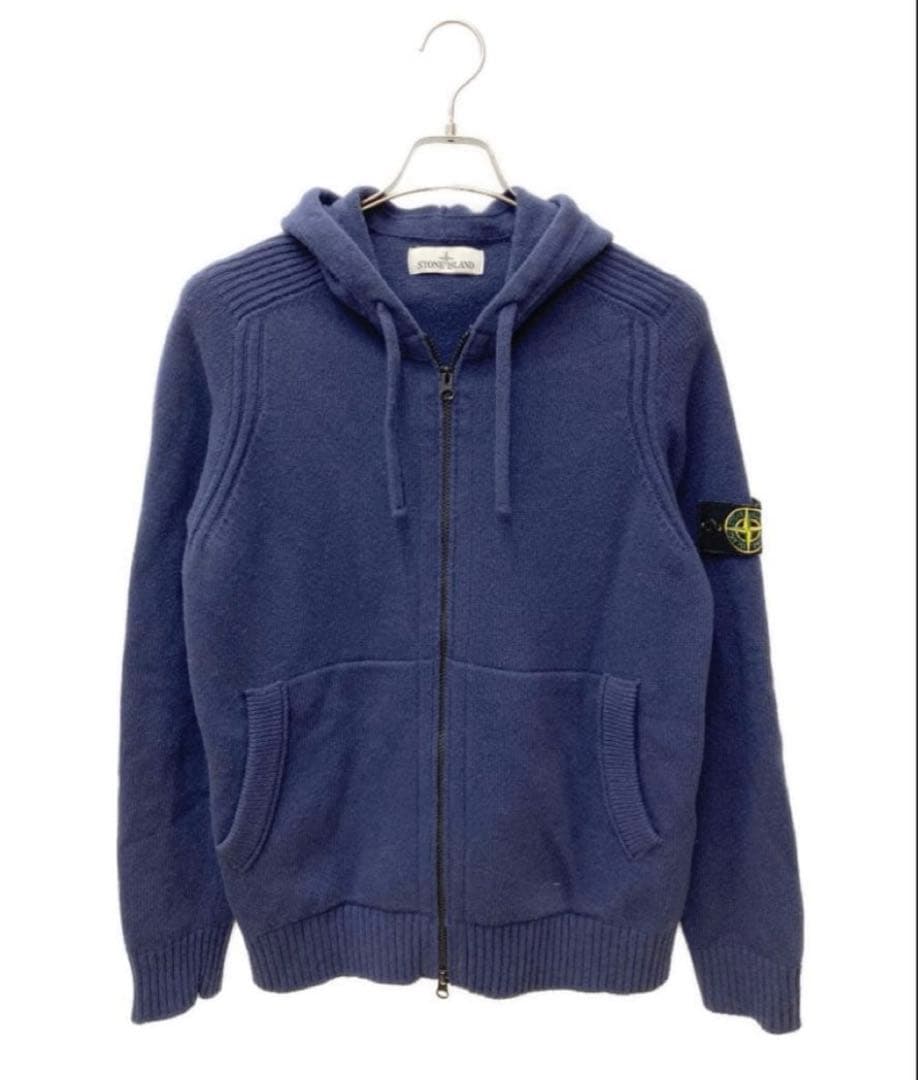 ナ*ル様 STONE  ニットジップパーカー　ネイビー