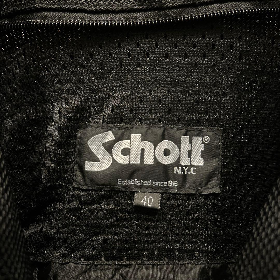 【希少】Schott N.Y.C.刺繍ロゴ ワッペン ブルゾン レザー 古着40