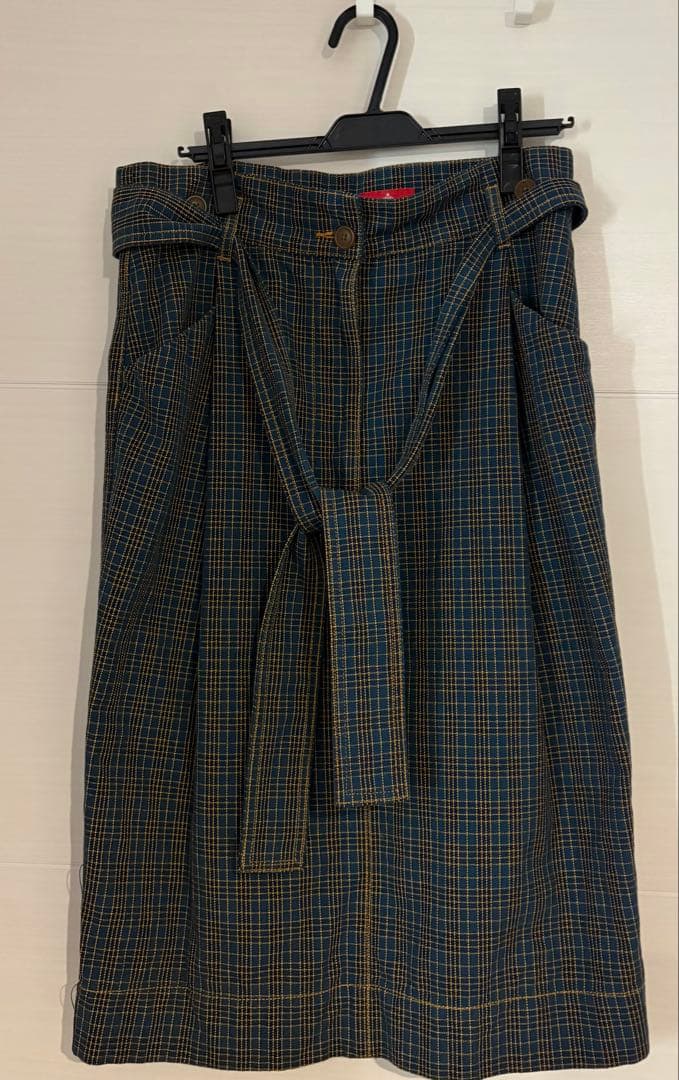 レア！美品！チェック柄ウエストリボン付きタイトスカート