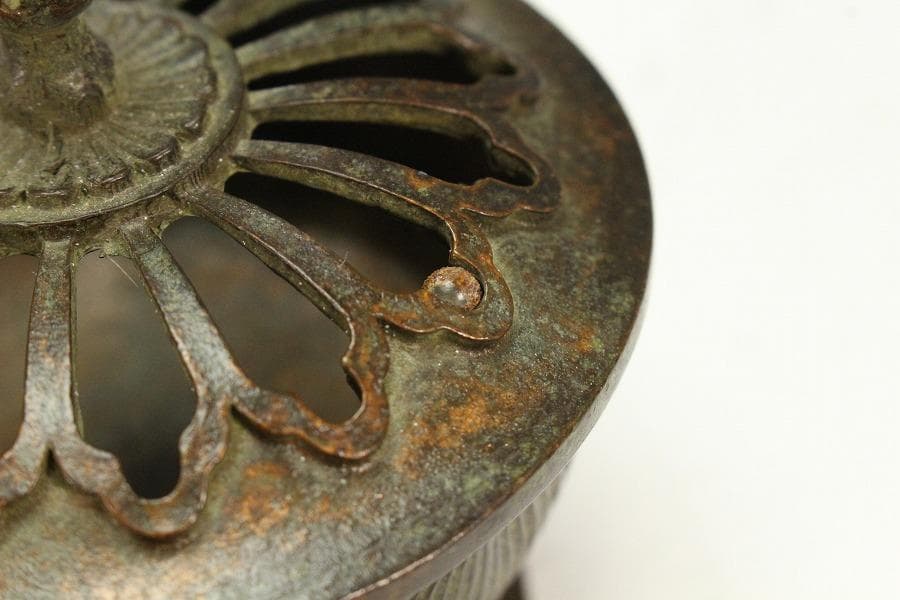 仏教美術 銅 蓮花 持香炉 蓮燭台 二件(K-LC970)