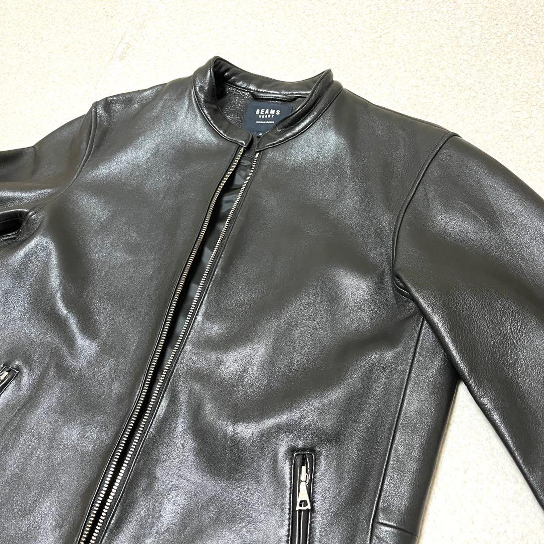 【BEAMS HEART】ビームスハート羊革 シングルライダースジャケット M