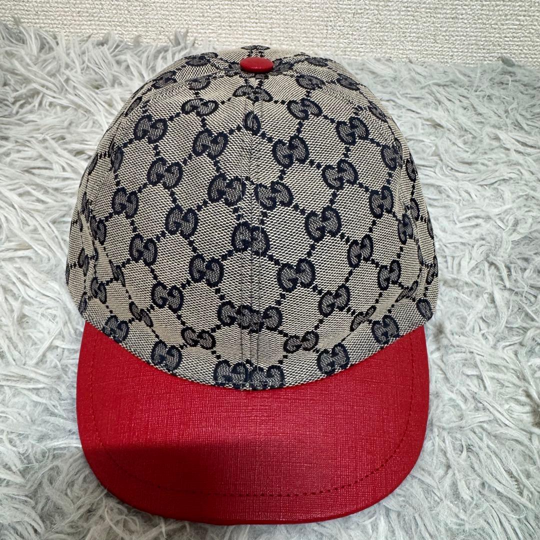 新品タグ、ケース付き GUCCI KIDS HAT GGキャンバス 子供用 帽子