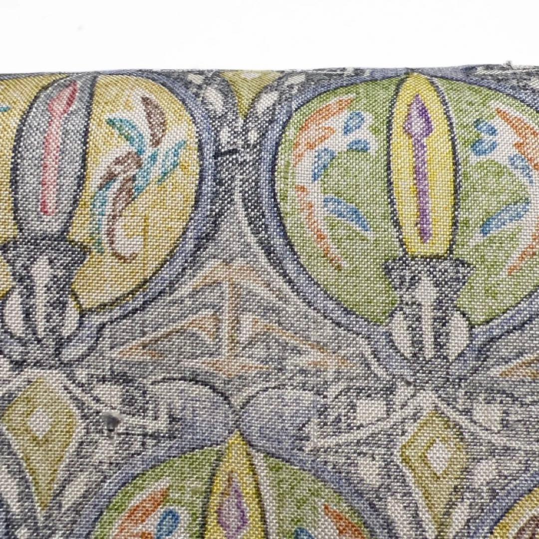 作家もの　紬　付け下げ　抽象模様　ナイルブルー　紋無し　着物　063a d