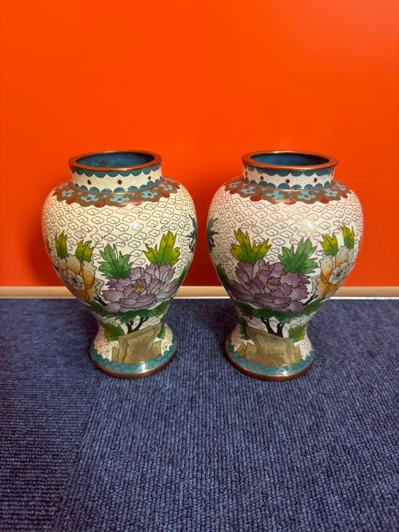 1850  七宝焼　景泰藍　花瓶2客