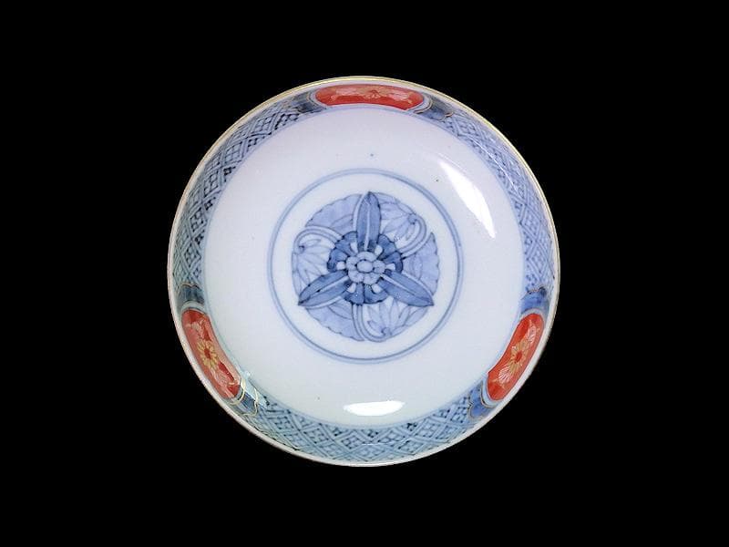 古伊万里　薄瑠璃　染錦　孔雀の図　大振蓋茶碗　F200AS-CTe