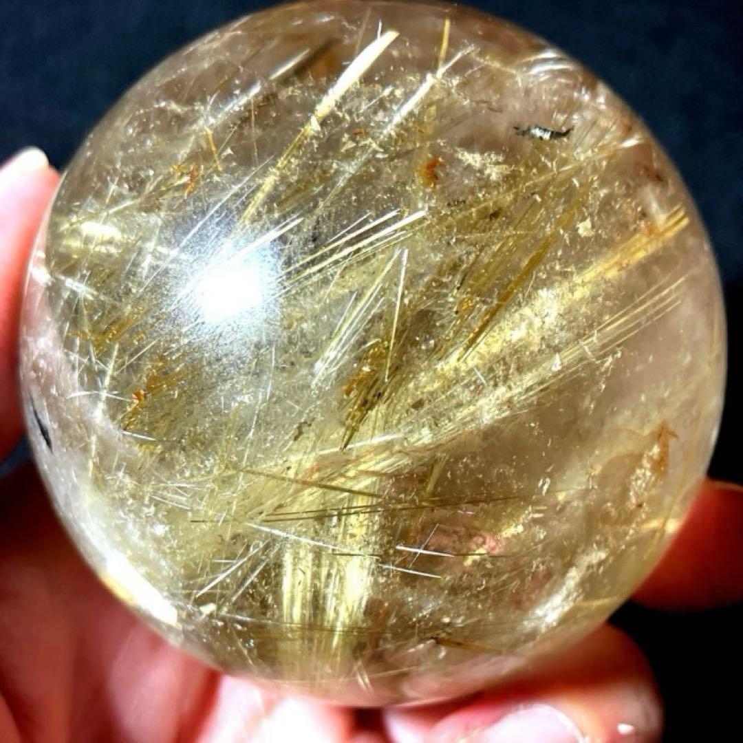 超大玉　63mm ゴールドタイチンルチルクォーツ　丸玉　スフィア　金針水晶