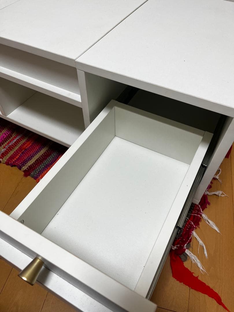 北欧木製ドレッサーテーブル可動式ミラ 一付2way ナチュラル シャルムホワイト