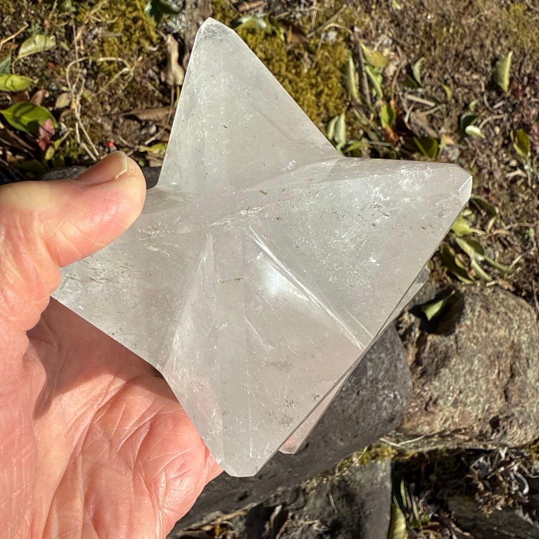 クリスタル 水晶 星型 神聖幾何学型オブジェ 約8cm✖️8cm