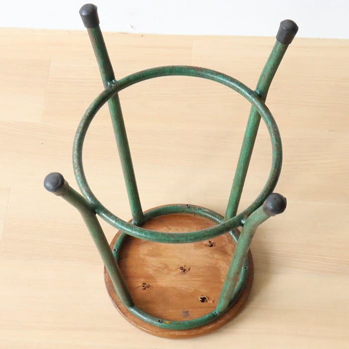 ヴィンテージ　アイアンスツール⑩　無垢材　鉄脚　古家具　レトロ