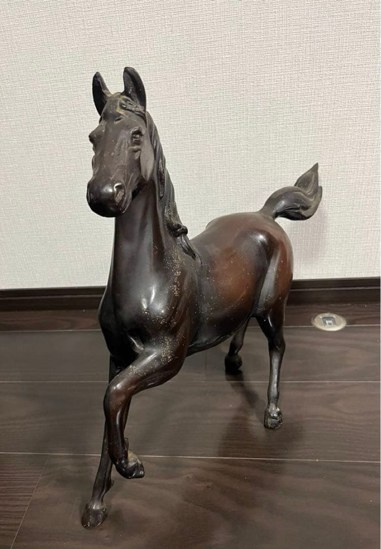 【馬　鉄製　置物】駿馬 午 駆馬 ＊重さ（約）：8.7kg アンティーク