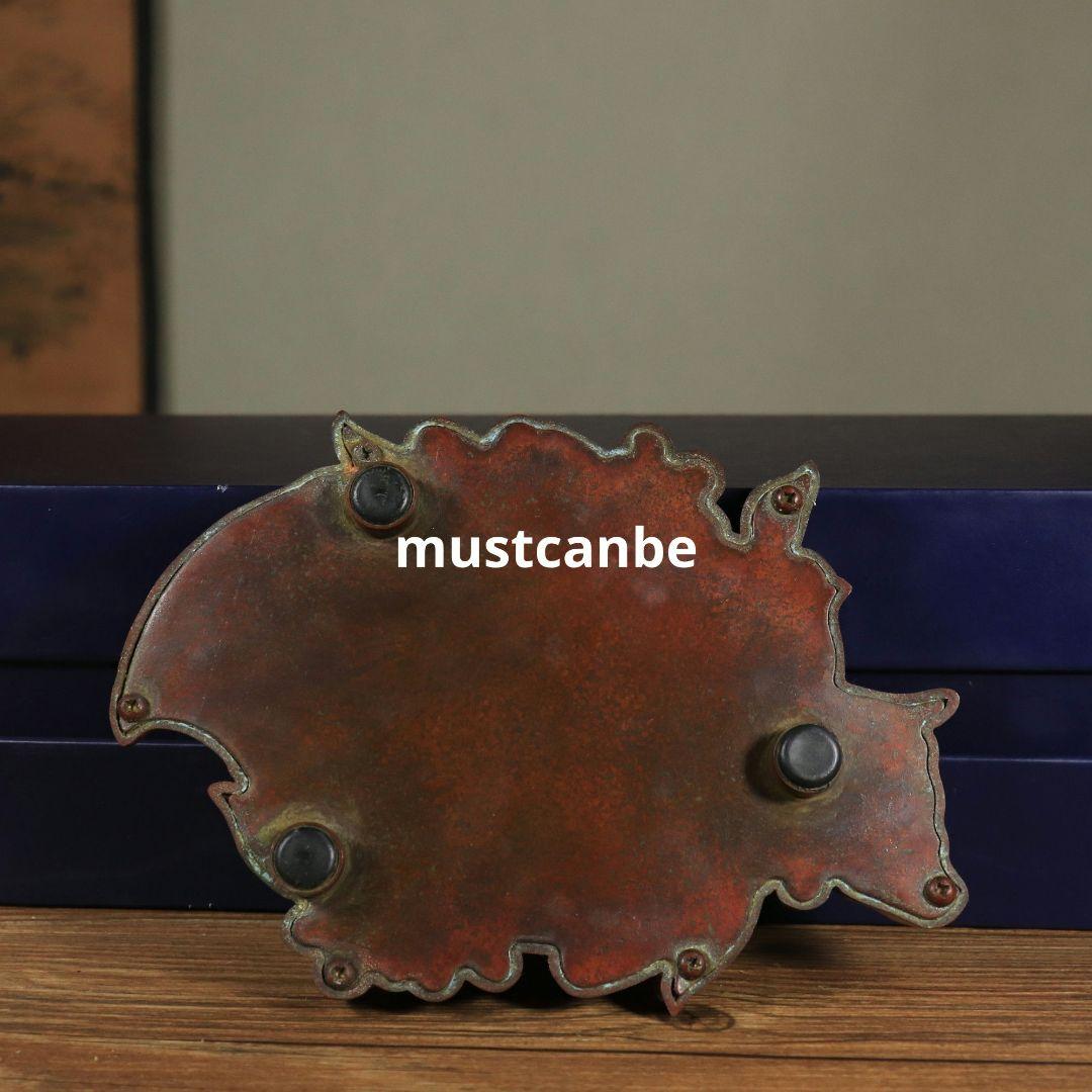 銅製 仙桃灰皿 硯 書道具 文房具 応接間 玄関 事務室 装飾品 工芸品 置物