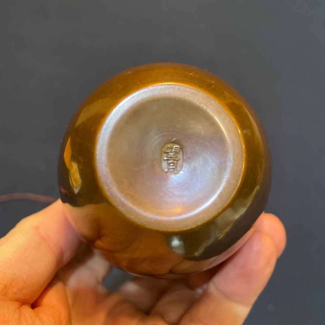 茶道具 華道具【八島 望舟】(造)の『鋳銅 花挿』共箱※美品　花器　花入