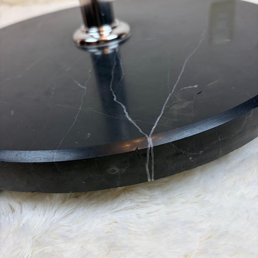 送料無料 サイドテーブル 2段式 ガラス・金属製 大理石