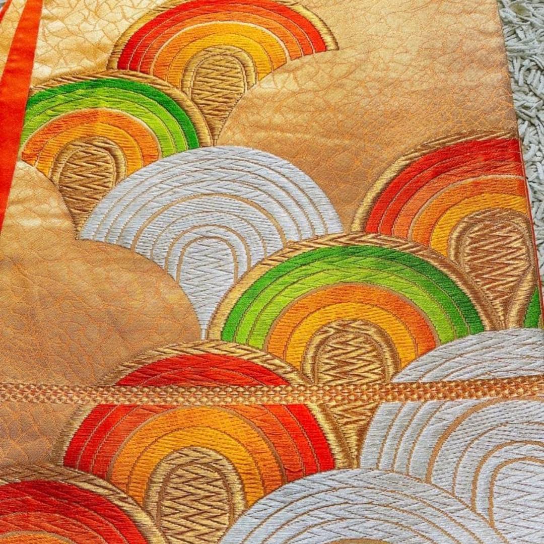 2点セット 美品 三松 アンティーク 振袖 正絹 袷 帯 大正ロマン 成人卒業式