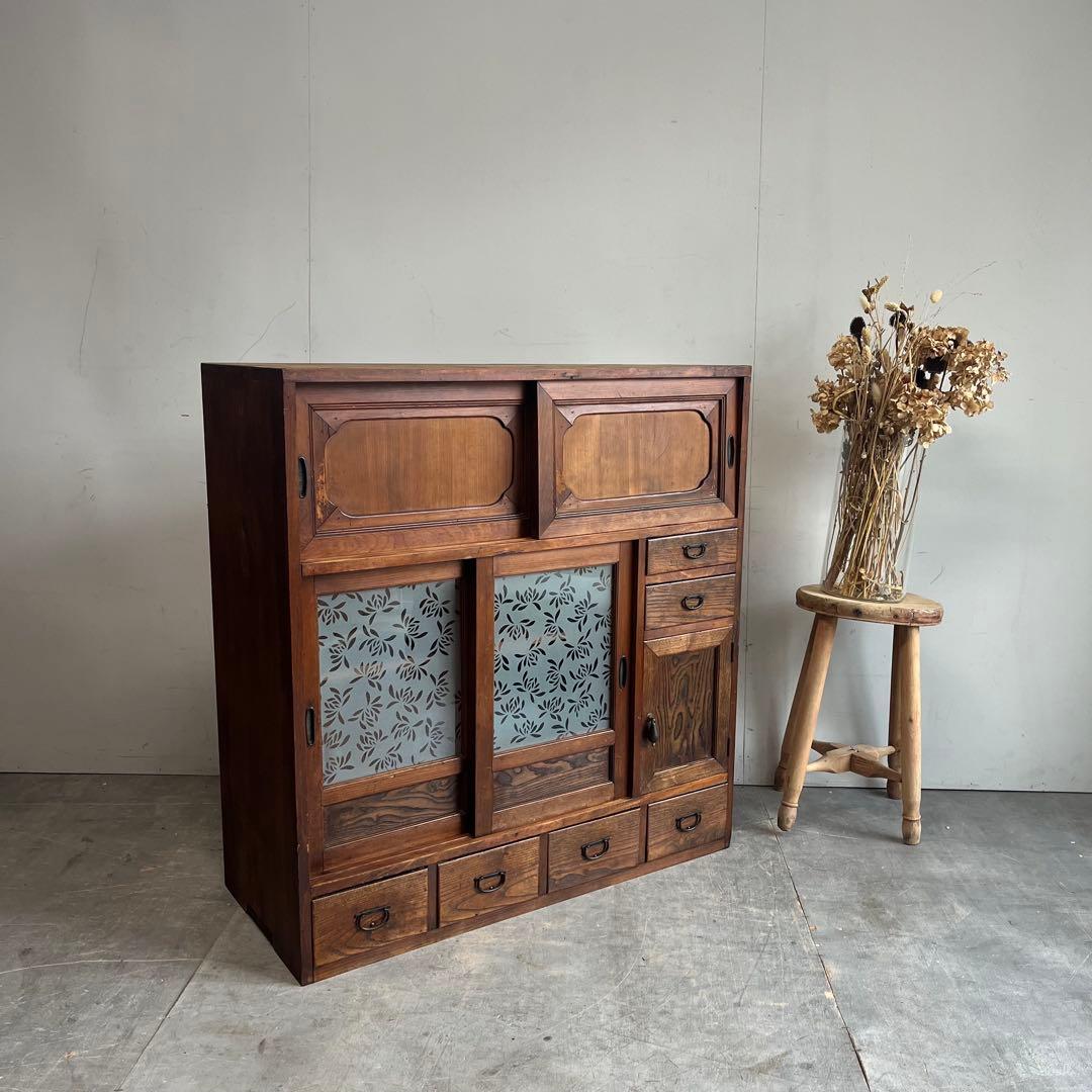 アンティーク ガラス 戸棚 キャビネット 飾り棚 昭和レトロ z500