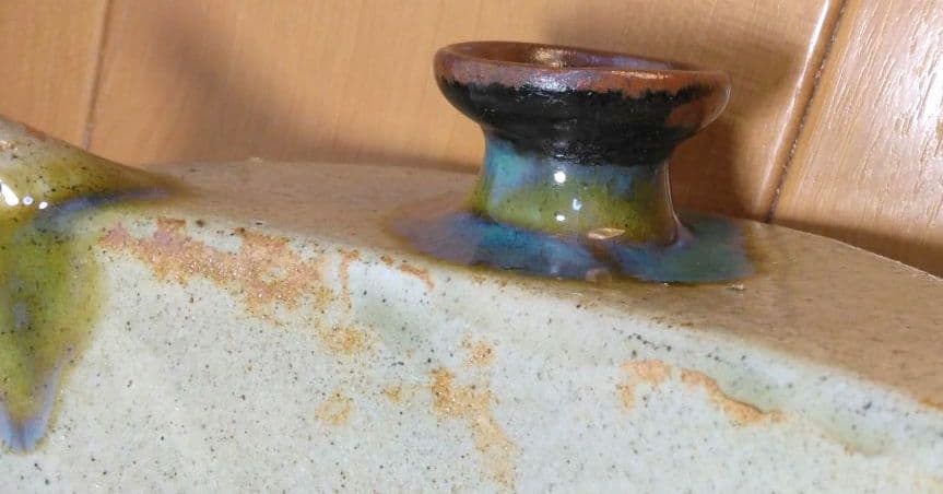 人間国宝 金城次郎 魚紋抱瓶 栞 共箱 壺屋焼 壷屋焼 やちむん