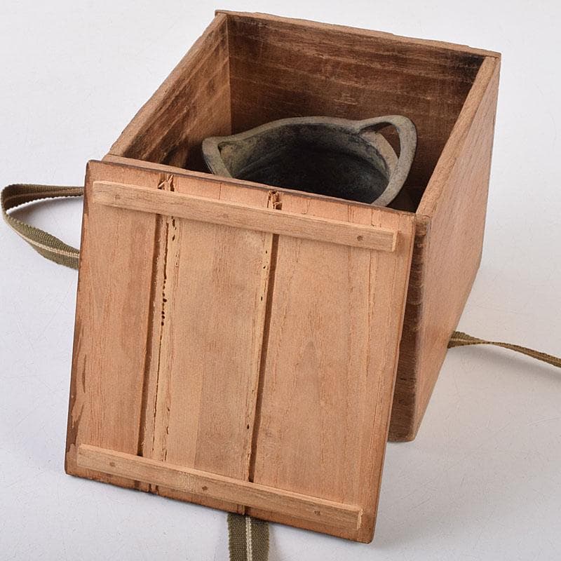 中国　大明宣徳年製　古銅　三足沖耳爐　香炉　時代箱付　M　R9196