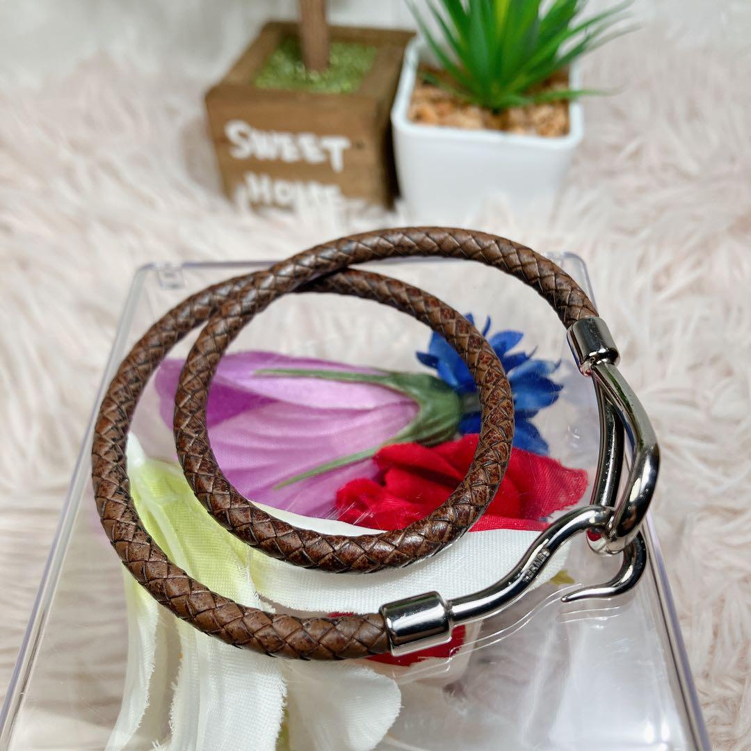 超美品 エルメス ジャンボ ブレスレット シルバー チョーカー ダブル 編み込み