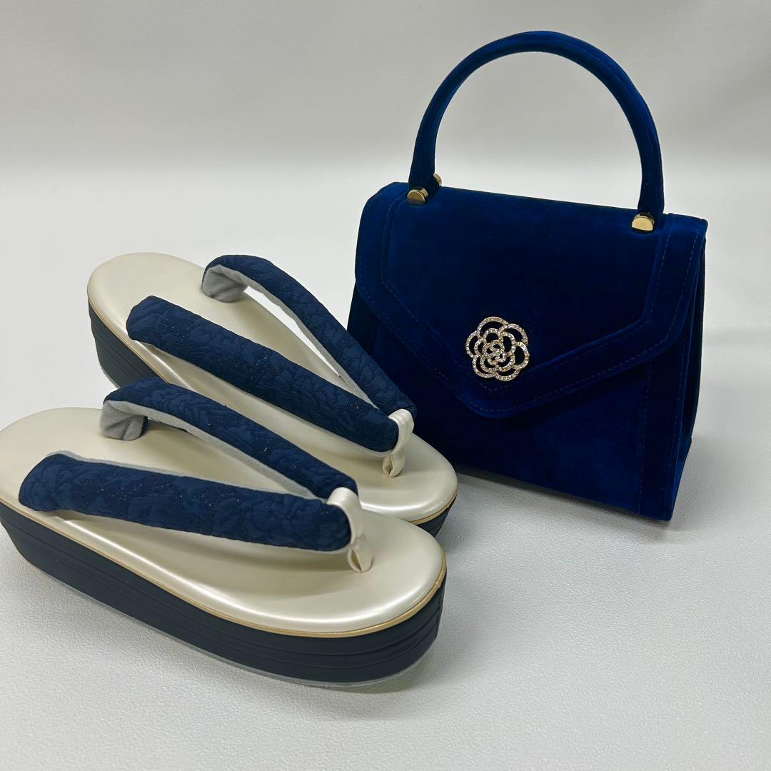 草履バッグセット　草履　バッグ紺　成人式　卒業式　新品　激安　0414②