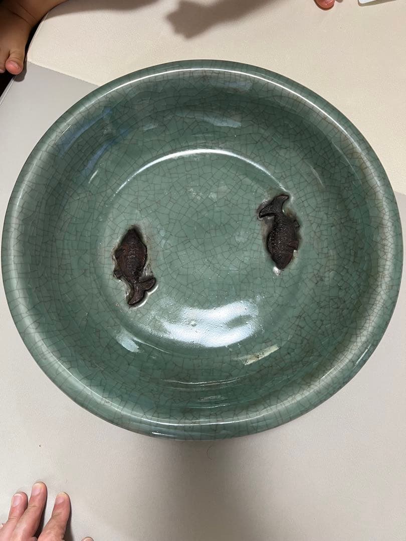 天龍寺青磁魚装飾大皿