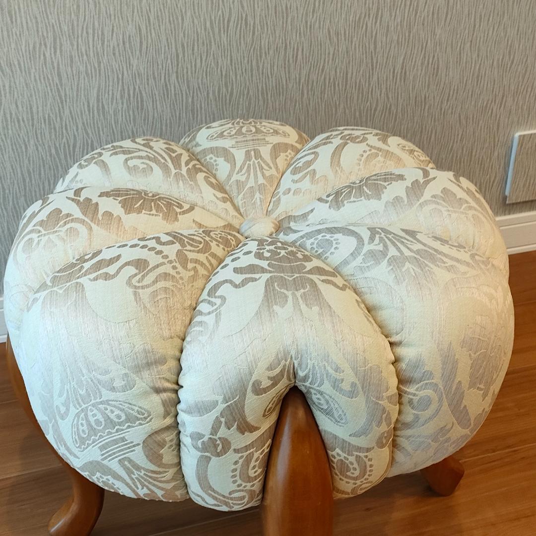 〈美品〉ロココ調　パンプキンスツール　猫脚　サイドチェア　オットマン