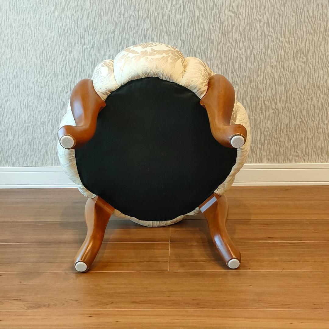 〈美品〉ロココ調　パンプキンスツール　猫脚　サイドチェア　オットマン